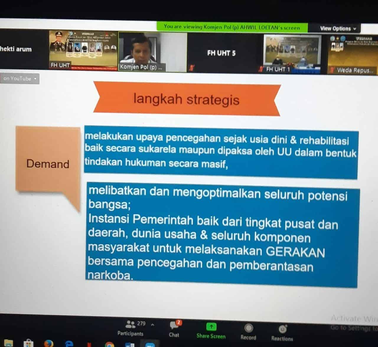 Koordinator Kelompok Ahli BNN RI Sampaikan Pentingnya Peran Komponen Bangsa Tangani Masalah Narkotika