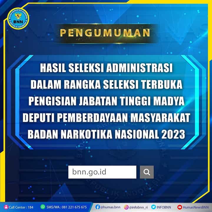 Pengumuman Hasil Seleksi Administrasi JPT Madya Deputi Dayamas