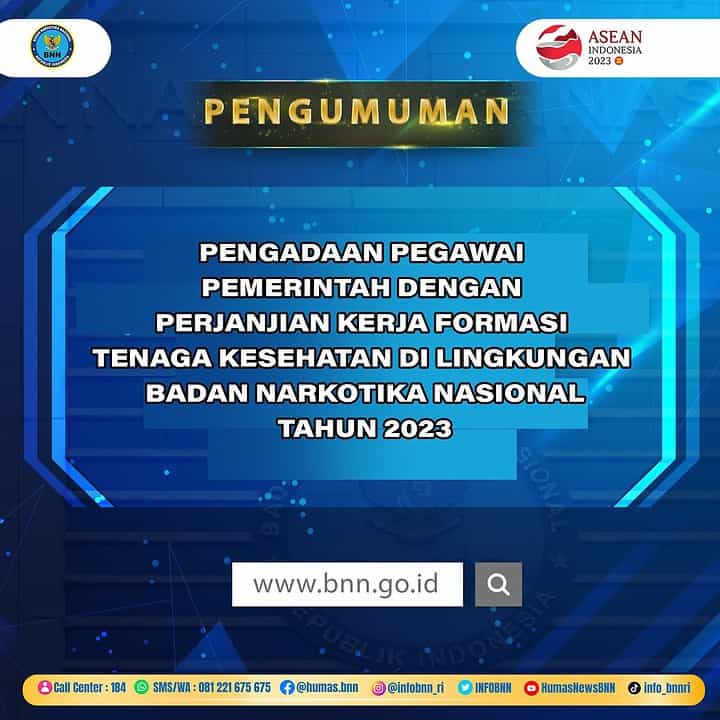 Pengumuman PENGADAAN PPPK Formasi Tenaga Kesehatan Di Lingkungan Badan Narkotika Nasional Tahun 2023