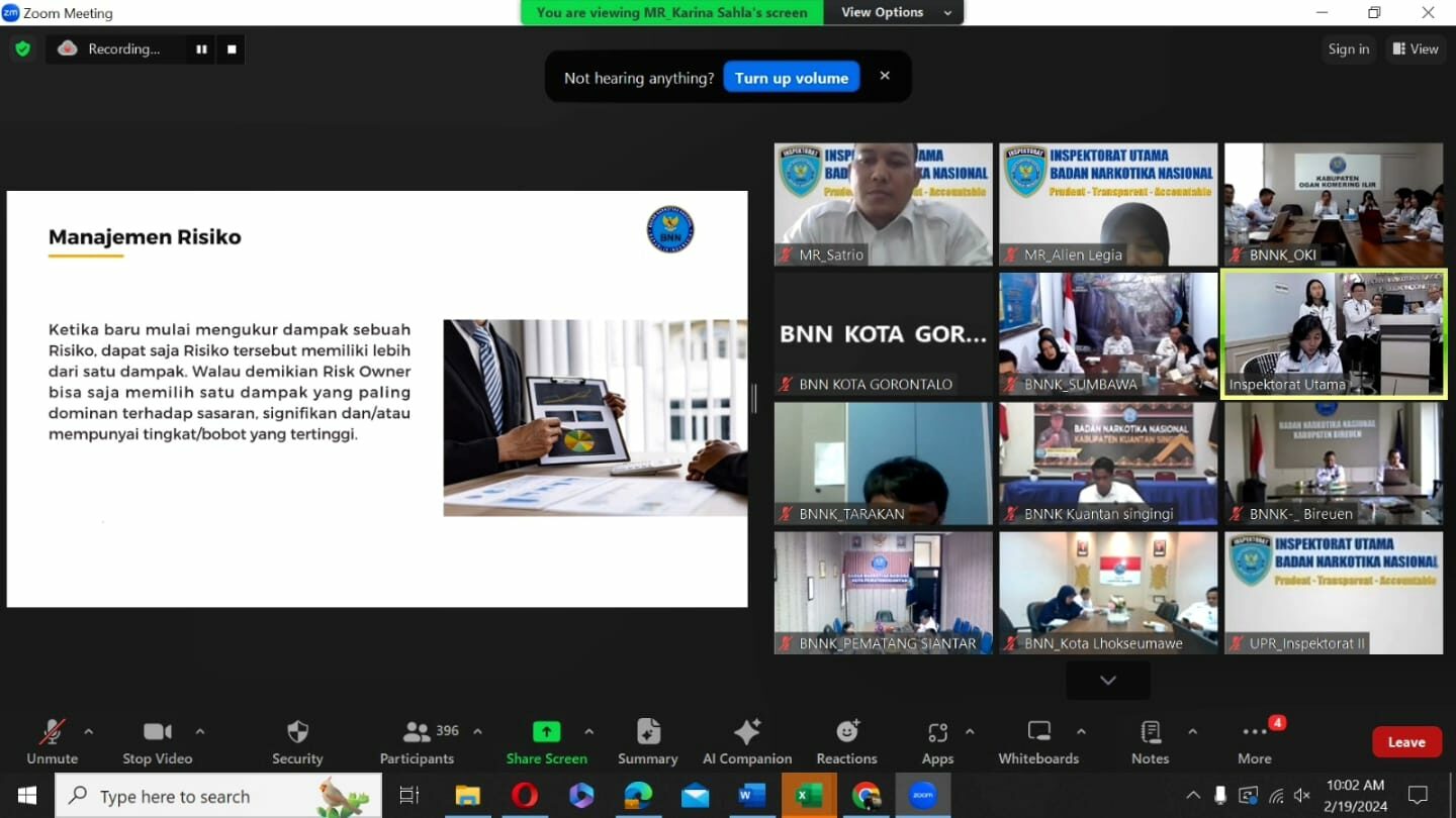 Bimbingan Teknis Manajemen Risiko di Lingkungan Badan Narkotika Nasional