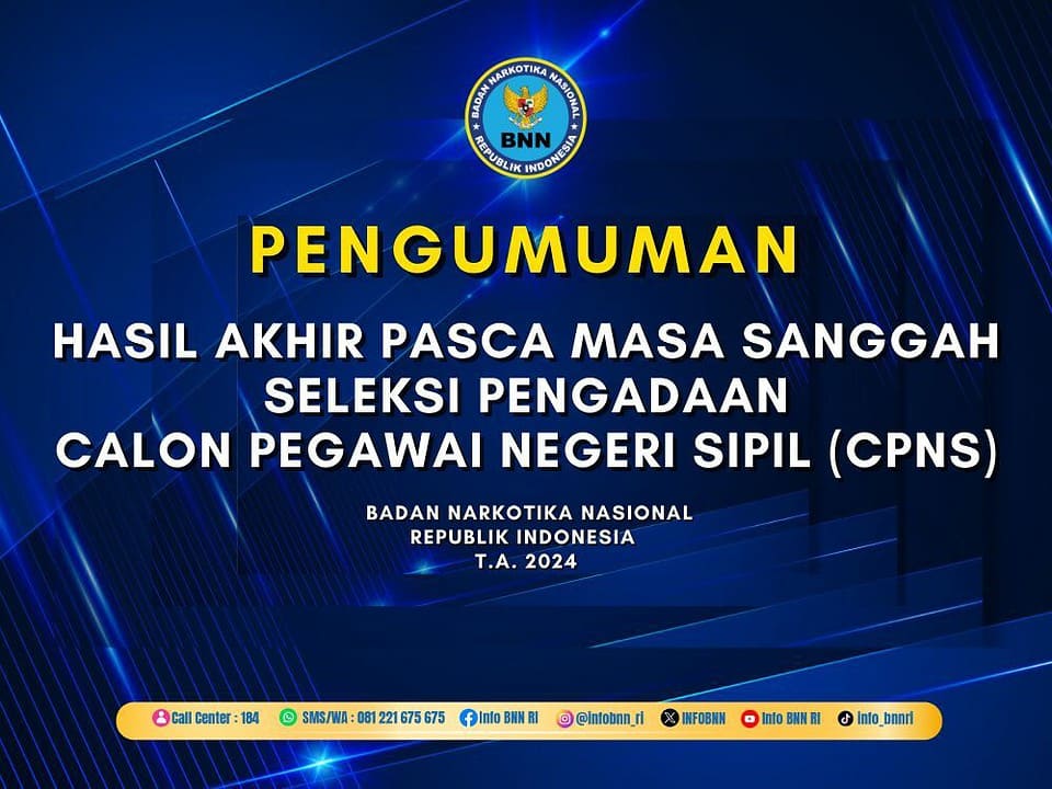 PENGUMUMAN HASIL AKHIR PASCA MASA SANGGAH SELEKSI PENGADAAN CALON PEGAWAI NEGERI SIPIL (CPNS)