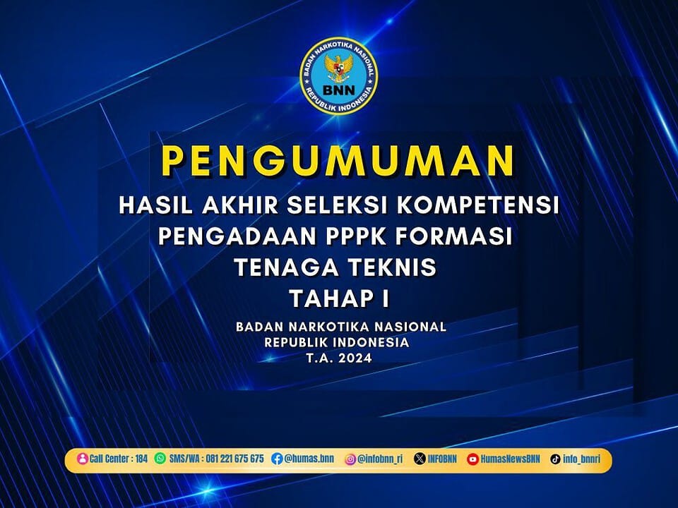 PENGUMUMAN HASIL AKHIR SELEKSI KOMPETENSI PENGADAAN PPPK FORMASI TENAGA TEKNIS TAHAP I