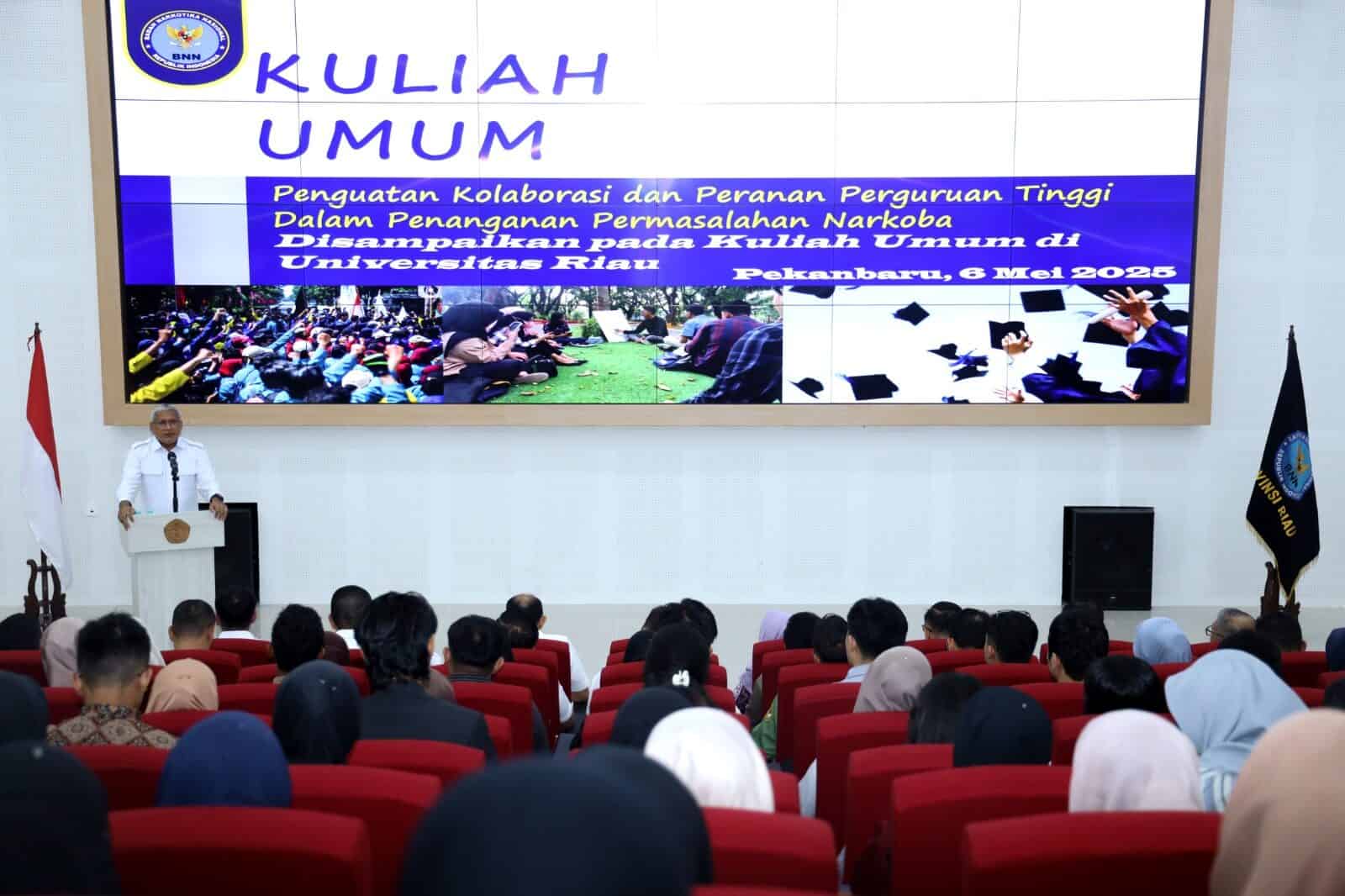BERIKAN KULIAH UMUM, KEPALA BNN RI BUKA WAWASAN MAHASISWA UNRI TERKAIT NARKOBA