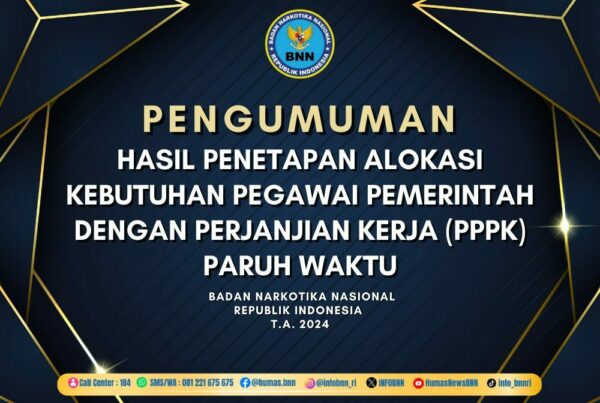 PENGUMUMAN HASIL PENETAPAN ALOKASI KEBUTUHAN PEGAWAI PEMERINTAH DENGAN PERJANJIAN KERJA (PPPK) PARUH WAKTU DI LINGKUNGAN BNN T.A. 2025